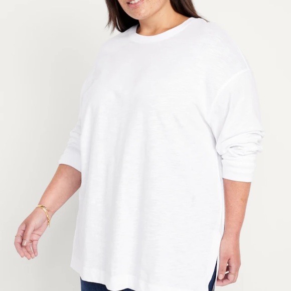 NWT OLD NAVY Luxe Long-Sleeve Tunic T-Shirt Color: White Lilies - Picture 8 of 10